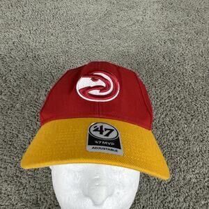 Atlanta Hawks Hat Cap Strap Back Mens One Size Red Yellow NBA Basketball '47